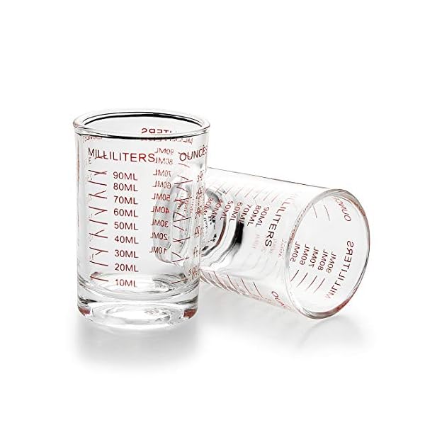 【送料無料】BCnmviku エスプレッソショットグラス 90ml/3oz 計量カップ 赤色目盛り付きオンスカップ コーヒー ミルク 水 お酒グラス 調理器具 ワイングラス 厚み強化 耐熱 居酒屋グラス (1)