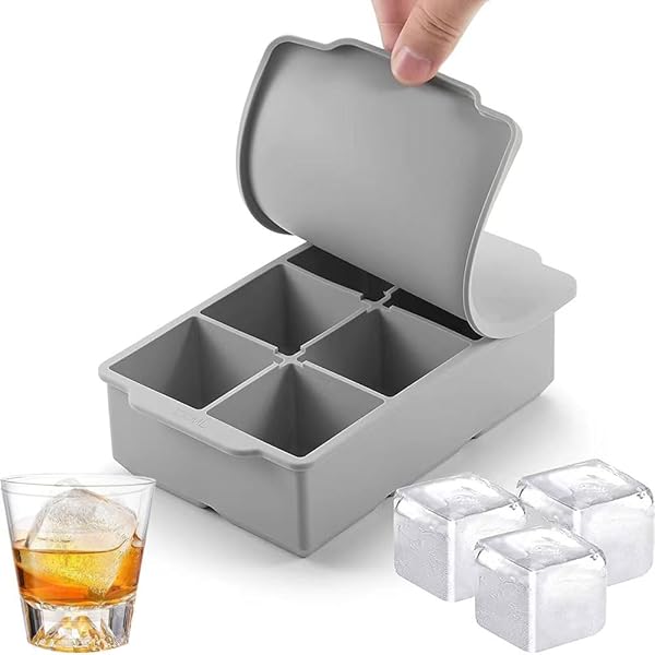 【送料無料】シリコン 製氷皿 製氷器 四角氷 シリコン製氷機製氷ケースアイスキューブ 氷トレー ソフト取り出しやすい 蓋付き冷凍保存 耐久性 多用途 DIY 小型製氷機 家庭用 6穴 グレー
