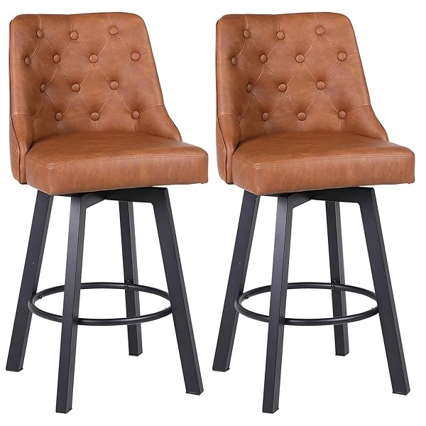 【送料無料】カウンターチェア 2脚セット座面高66.5CM 360°回転式 バー椅子 フットレスト付き 撥水PUレ..