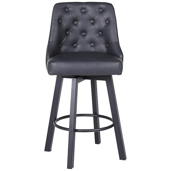 【送料無料】カウンターチェア 1脚 座面高66.5CM 360°回転式 バー椅子 フットレスト付き 撥水PUレザー ..