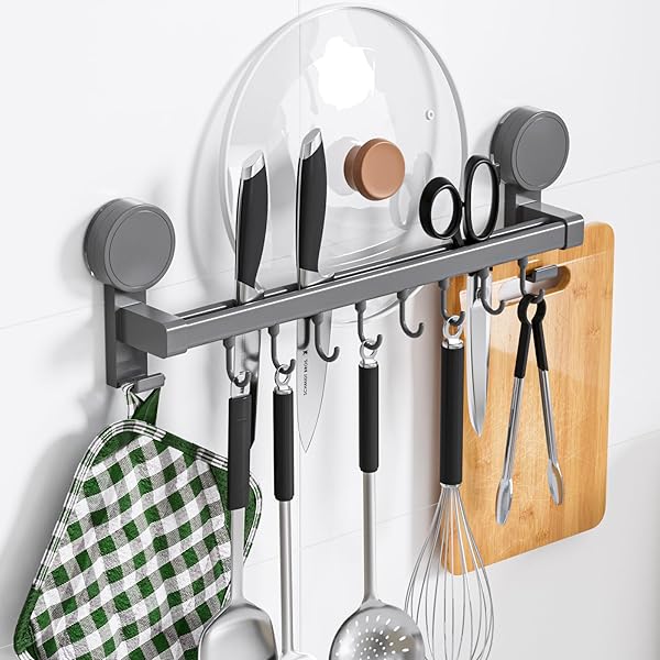 【送料無料】キッチンツールフック 革新の強力吸盤 ダブルバー 壁 傷つけない 壁に穴を開けない 粘着 ..