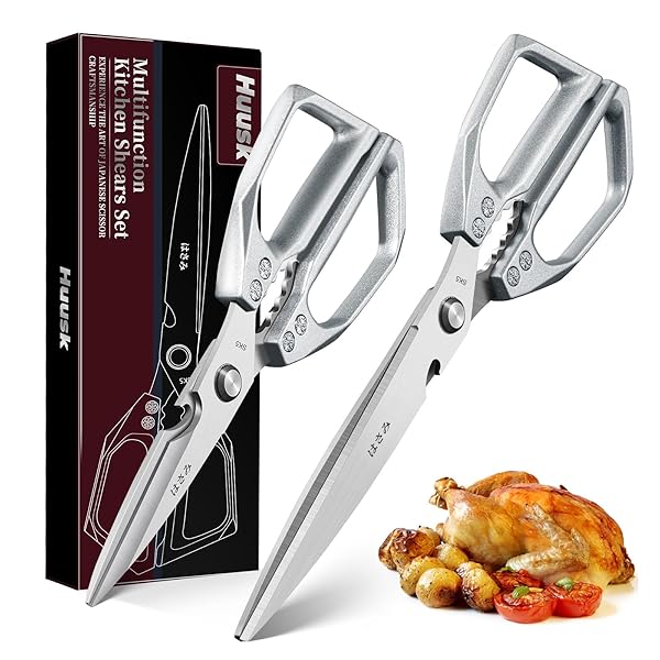 【送料無料】キッチンばさみ シルバー｜17センチロング刃・ステンレス製 多機能キッチンはさみ｜骨付き..
