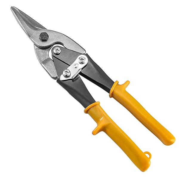 【送料無料】金切鋏 万能金切りバサミ 航空スニップ クロムバナジウム 倍力型 直 バネ付きハンドル 安全ロック付き