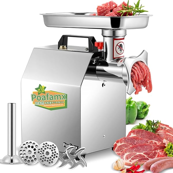 【送料無料】Poafamx 電動ミンサー ミンチ機 6mm/8mm刃付き 200kg/h 肉ひき/野菜ひき/腸詰め/味噌作り ..