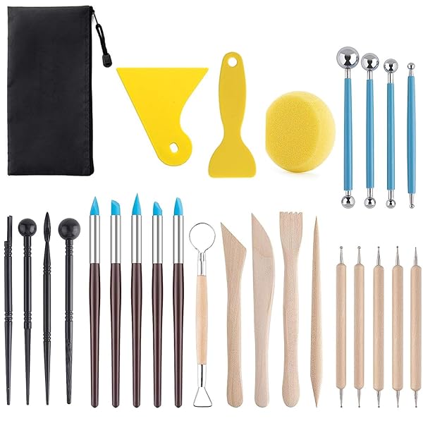 【送料無料】27本セット 粘土彫刻ツール 陶芸工具セット 陶芸道具 粘土道具 粘土細工道具 DIY手 ...