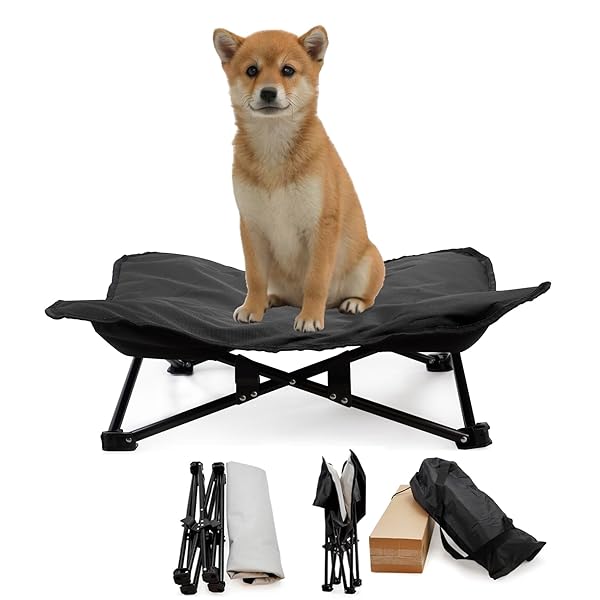 楽天ロイヤルアース2025【送料無料】LuckyCode ドッグコット ペットコット 犬用コット ペットベッド 犬用ベッド 折りたたみ 洗える ベッド 軽量 コンパクト 通気性 ペット用品 犬用キャンプベッド アウトドア キャンプ コット 犬 猫 ペット （ブラック, 90x