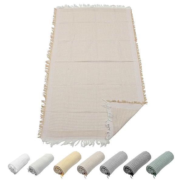 【送料無料】レジャーシート ピクニックシート テーブルクロス マルチカバー 北欧風 おしゃれ 四季通用 ベッド こたつカバー 多機能 ブランケット 丸洗い可能 フリンジ付き ワッフル柄 汚れ防止 アウドドア インテリア 90x150cm カーキ