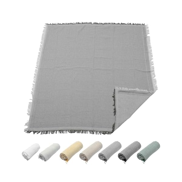 【送料無料】レジャーシート ピクニックシート テーブルクロス マルチカバー 北欧風 おしゃれ 四季通用 ベッド こたつカバー 多機能 ブランケット 丸洗い可能 フリンジ付き ワッフル柄 汚れ防止 アウドドア インテリア 180x180cm グレー
