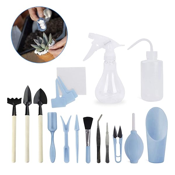【送料無料】多肉植物工具 室内ミニ園芸用品 ガーデンツール 観葉植物 栽培 植物移植 多機能 庭造り手工具 園芸用品 熊手 ピンセット 鉢植え観葉 ハサミ サボテン栽培 多肉植物工具 ハンドスコップ (16点セット)