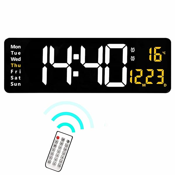 【送料無料】デジタル時計 大型 16インチ 発光 見やすい 壁掛け 静音 ファッション 多機能 LED目覚まし..