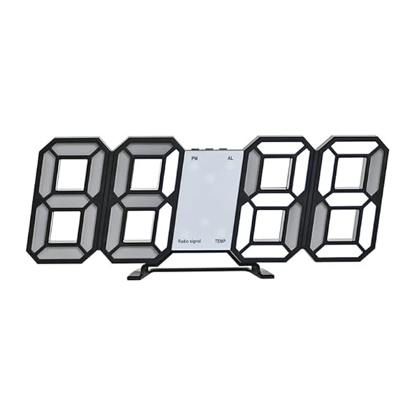 【送料無料】デジタル時計 LED時計 電波時計 明るさ調整 3D LED 自動受信 目覚まし 静音 スヌーズ 12/24時間の切替 気温 ナイトランプ寝室 キッチン 居間などに適しています（アダプター付き）