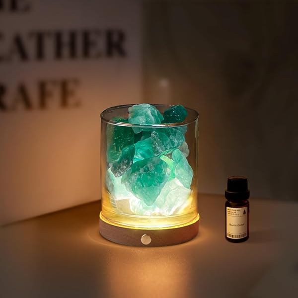 【送料無料】アロマストーン セット【天然石 400g+シダーウッド精油10ml+led台座1台+ガラス1本】ストーンディフューザー 水晶 お試し アロマセット ...