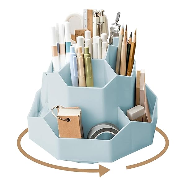 【送料無料】ペン立て 150 本収納可 大容量 360度回転 耐摩耗 変形しにくい 耐久性 ペンホルダー ペンスタンド ぺんたて 9グリード分類鉛筆たて 多機能...