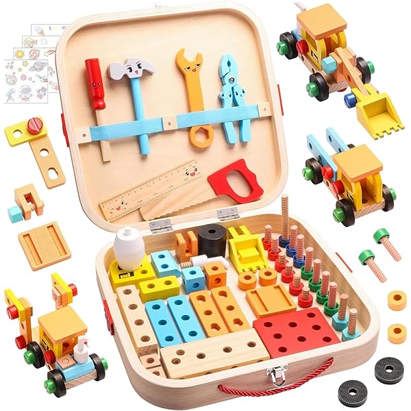 【送料無料】大工さんセット 組み立て おもちゃ 3 4 5 6 7 8 歳 男の子 女の子 木製おもちゃ 知育玩具 モンテッソーリ 木のおもちゃ 工具 ままごと ごっこ遊び 大工さんごっこ プレゼント 子供人気 誕生日 クリスマス 収納ボックス付き
