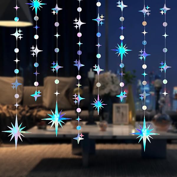 【送料無料】ガーランド ペーパーガーランド 4本入 星 ガーランド の装飾 パーティー インテリア 部屋の装飾 結婚式 誕生日 壁装飾 キラキラ ピカピカ パーティー デコレーションキット
