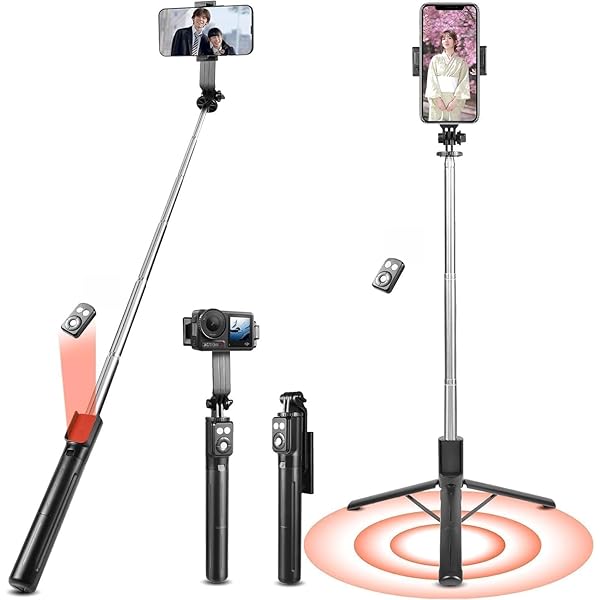 【送料無料】自撮り棒 【軽量＆安定の三脚付きセルカ棒】スマホスタンド スマホ 三脚 防風設計 iPhone/Android/カメラ対応 最大110cm伸縮 Bluetooth5.2 スマホスタンド 遅延なしで写真・動画撮影可能 360°自由調整 ロッ