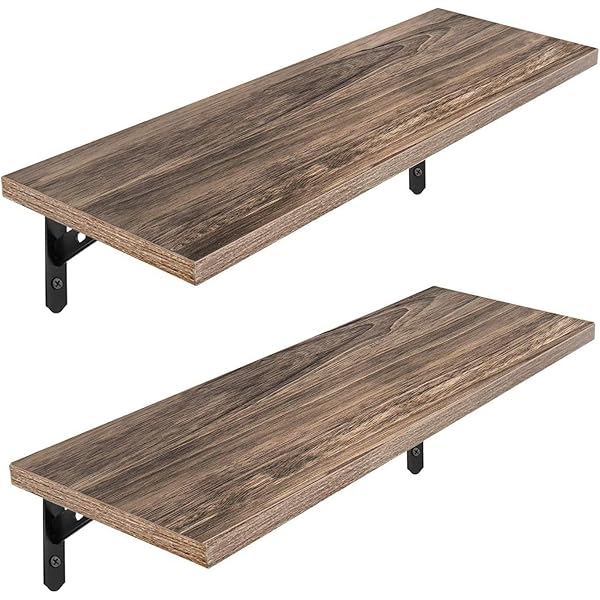 【送料無料】ウォールシェルフ 壁掛け棚 (防水 防カビ 壁 棚 ラック 幅42cm×奥行15cm) 防虫 滑らか 2個セット おしゃれ 木製 玄関/キッチン/洗面所/寝室 取り付け簡単 吊り穴 日本語取扱説明書付き ブラウン