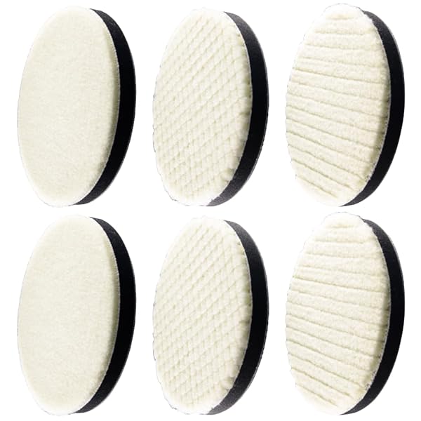 【送料無料】ポリッシャーバフ 6個セット 研磨バフ 125mm 荒目 中目 細目 マジックテープ式 車磨き用