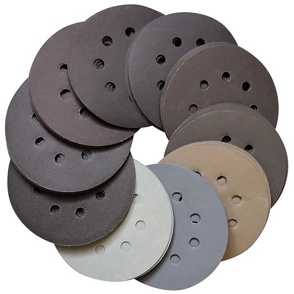 【送料無料】耐久 サンドペーパー #400 - #7000 丸型 8穴あき サンダー用 紙やすり 400 600 800 1000 1200 1500 2000 3000 5000 7000 各5枚 (50枚セット 10タイプ #400 - #700