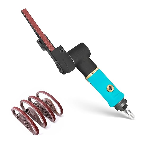 【送料無料】エアーベルトサンダー 替えベルト4サイズ（40 60 80 120）合計12本付き 10×330mm エアーツール 多方向回転可能 金属加工や削り出し作業 溶接部品の研削、ばり取り、面取り 多機能 DIY