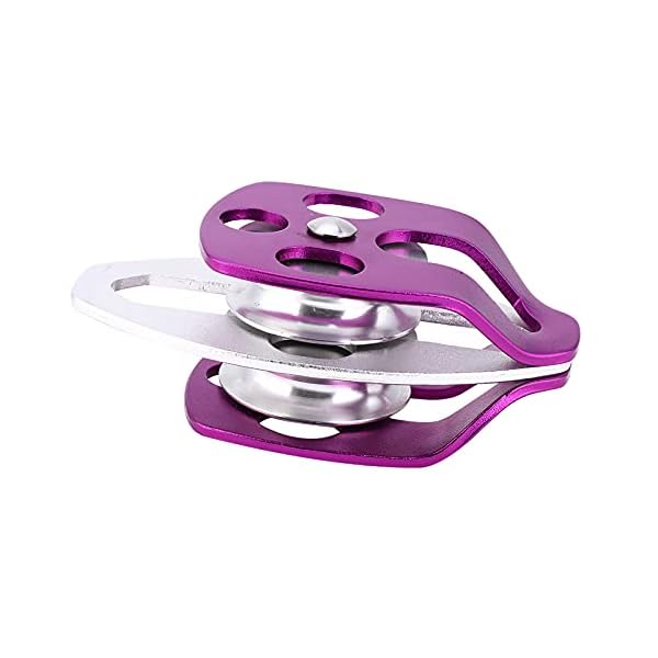 【送料無料】滑車 クライミングプーリー ダブルベアリング アルミ製 上昇/救助/登山/運搬/輸送/空中作業 高強度 耐磨耗(パープル)