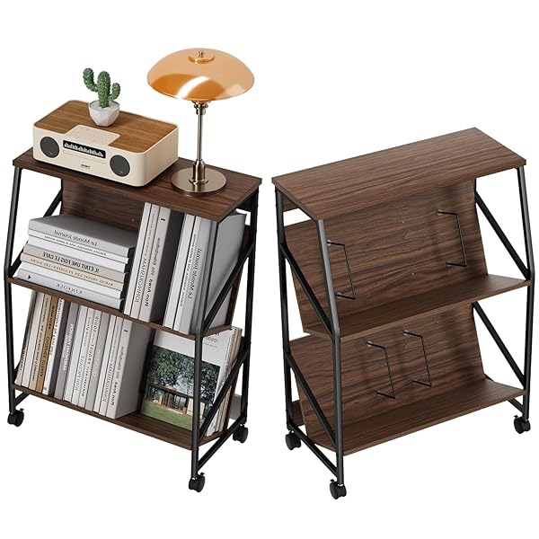 【送料無料】ファイルラック 3段ファイルワゴン 書類棚 幅60×奥行30×高さ835cm 書類収納 キャスター付き ファイル収納 (3段, クルミ)