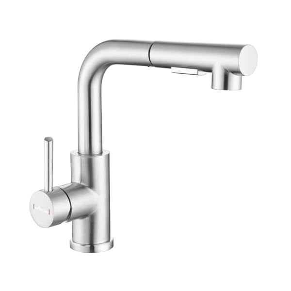 【送料無料】バーシンク蛇口、引き出し式スプレーステンレス鋼付きブラシ付きニッケルキッチン蛇口、モ..