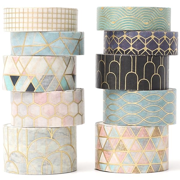 【送料無料】マスキングテープ 10個 セット 和紙テープ クリエイティブ 金箔押し DIYクラフト ジャーナル 手帳 プラン ナー スクラップブック ラッピング...