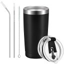 【送料無料】ステンレスタンブラー 真空断熱 タンブラー 保冷 保温 600ml 大容量 二重構造 蓋付き こぼれない ストロー付き プレゼント ビール コーヒー...