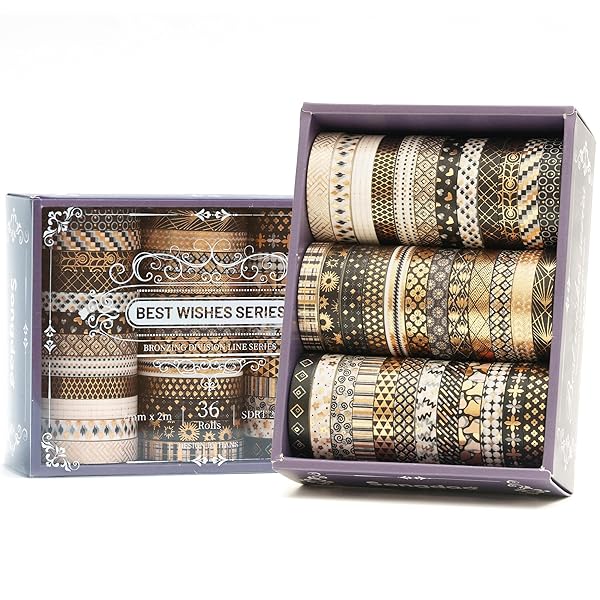 【送料無料】和紙テープ 細幅 36巻セット|金箔・銀箔 箔押し 基本パターンマスキングテープ 花柄/幾何柄/手帳・スクラップブック・DIY・ギフトラッピングに最...