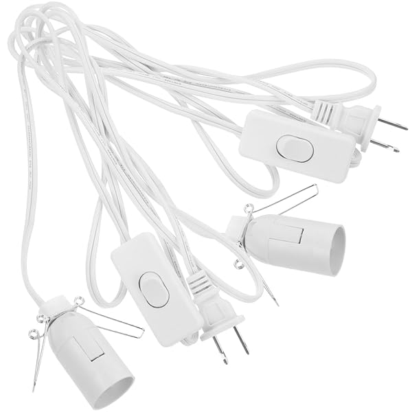 【送料無料】コード付ソケット 電球ソケット E12口金 中間スイッチ付 1.55m ホワイト 2個入 AC110電圧..