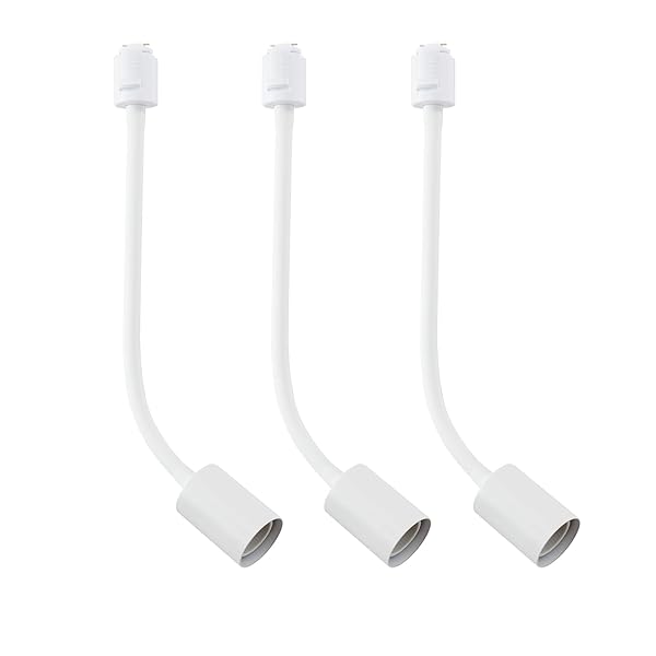 【送料無料】スポットライト ダクトレール／ライティングバー／ライティングレール 用 延長 ロング フレキシブルアーム E26 電球 ソケット(白・3個セット)