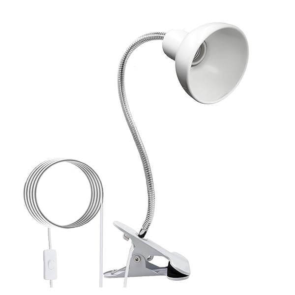 【送料無料】電球ソケット E26 クリップライトソケット プ デスク電球ソケット 爬虫類ライト亀 ライト クリップランプ 植物ライトスタンド 360度回転できる 読書 仕事 PC電気スタンド作業デスク 卓上ランプ E26 対応 ホワイト(電球なし)