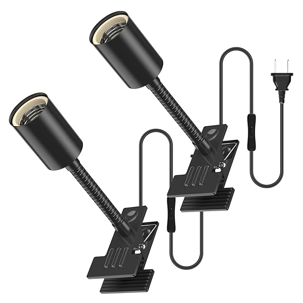 【送料無料】電球ソケット E26、クリップライトソケット、植物育成ライトに適しています、スイッチ付き 1.65 メートルのコード、ネックチューブの長さ13.5 CM,ブラック,2個入り