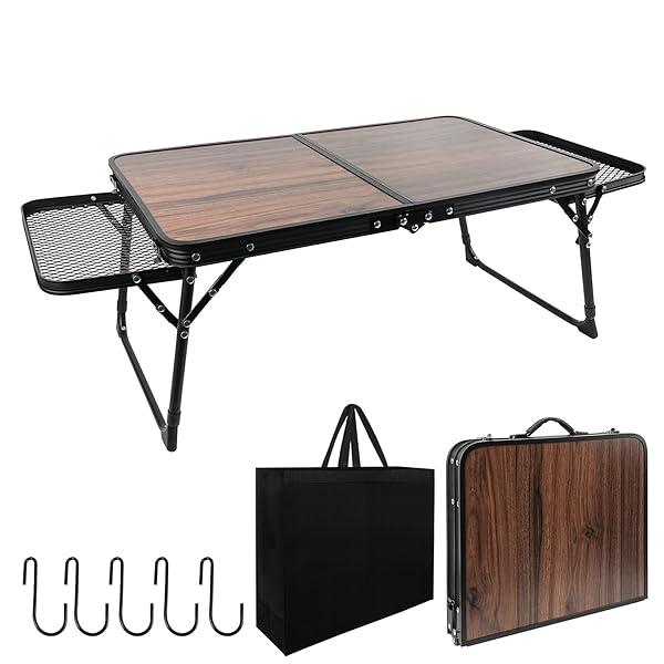 【送料無料】キャンプ テーブル 軽量 折りたたみ アルミ製 耐熱300℃ 収納袋付き S型フック10個付属 焚き火 メッシュ天板 コンパクト アウトドア バーベキュー 室内外兼用