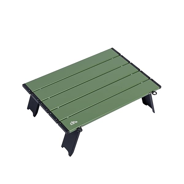 【送料無料】【（アィクライム）】キャンプ小型ローテーブル アルミロールテーブル ★ロール天板最新デザイン 耐久性強化 展開41X29X12.5cm(Sサイズ) 0.66kg超軽量 折りたたみ コンパクト 携帯便利 収納袋付き 耐熱 防水 防錆 耐腐食