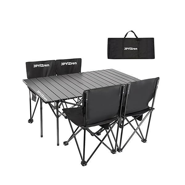 【送料無料】アウトドア テーブル チェア セット バーベキュー テーブル チェア アルミテーブル椅子 ベンチセット 軽量 折り畳み 組立簡単 収納バッグ付き アウトドア ピクニック BBQ お釣り テント ガーデン 屋外 キャンプ用品 (5, ブラッ