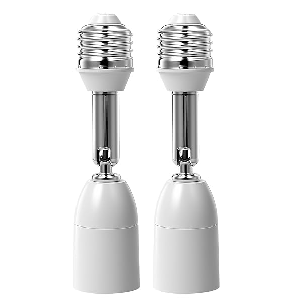 【送料無料】E26→E26口金延長アダプター 、上下90°調節 左右350°回転、約9CM延長する、E26口金、定格 1A 250V 、軌道灯/キッチンライト/シーリングライトなどの大部分の照明器具に適用。 (2個セット)