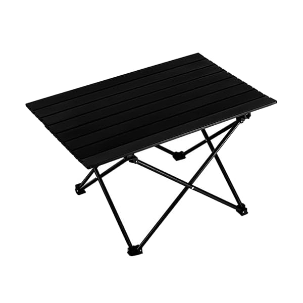 【送料無料】キャンプテーブル ロールテーブル 折りたたみ式 アウトドア テーブル 耐久 耐熱 防水 携帯便利 超軽量 耐荷重30kg 収納袋つき（ブラック L）