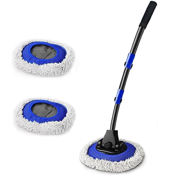 【送料無料】洗車ブラシ 15°湾曲 洗車モップ アルミ伸縮ポール 最長約110cm 洗車スポンジ 柄 ...