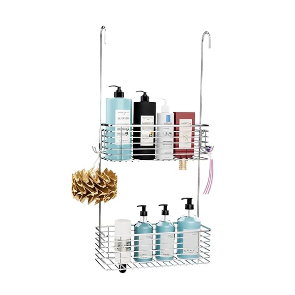 【送料無料】二重浴室ラック、浴室バスケット、18-8ステンレスシャワーラック、シャンプーラックサスペ..