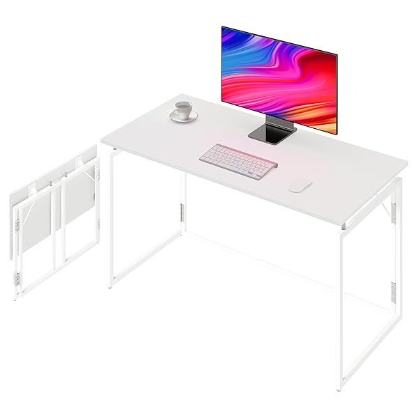 【送料無料】折りたたみテーブル【 】 机 折り畳み デスク 完成品【組み立て不要】省スペース僅か6cmの薄さ 耐荷重60kg パソコンデスク コンパクト オフィスワークテーブル 在宅ワーク デスク ゲーミングデスク 在宅勤務 (ホワイト, 30インチ