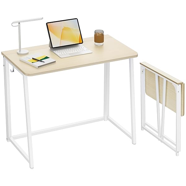 【送料無料】デスク 折りたたみデスク 幅80*奥行40*高さ74.5cm コンパクト 組立簡単 机 パソコンデスク 学習机 勉強机 収納フック付き 在宅ワーク テレワーク ドレッサー 小さい おしゃれ シンプル 一人用 つくえ オーク