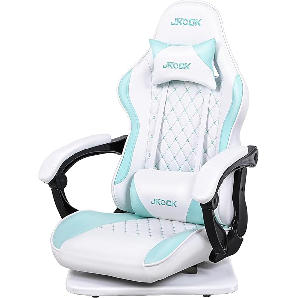 【送料無料】JKOOK ゲーミングチェア 座椅子 ゲーミング座椅子 通気性 振動機能 ゲーム用チェア リクライニング 回転座面 ハイバック ヘッドレスト ランバーサポート ひじ掛け付き PUレザー パソコンチェア JK07 (ミントグリーン)