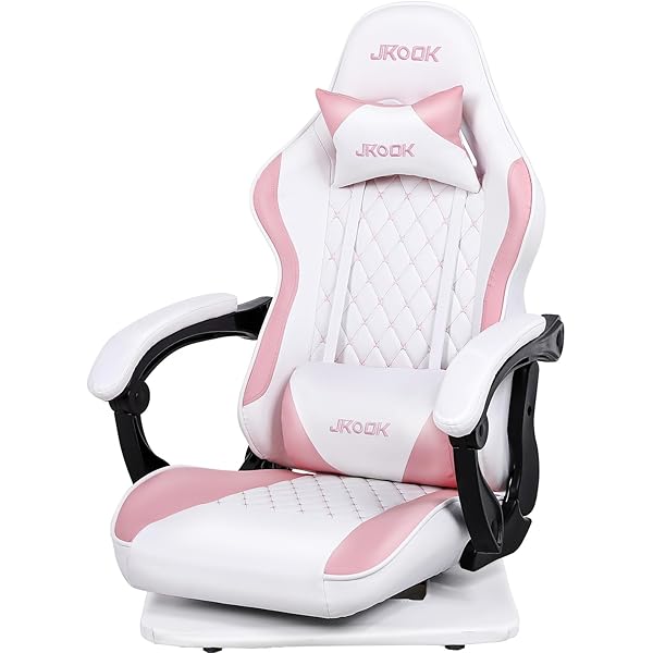 【送料無料】JKOOK ゲーミングチェア 座椅子 ゲーミング座椅子 通気性 振動機能 ゲーム用チェア リクライニング 回転座面 ハイバック ヘッドレスト ランバーサポート ひじ掛け付き PUレザー パソコンチェア JK07 (ピンク)