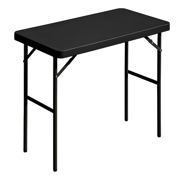 【送料無料】折りたたみテーブル 83cm 長方形 HDPE（高密度ポリエチレン）& スチール製 多目的イベントテーブル 耐久性・安定性 屋内外兼用 ポータブルデスク キャンプ・ピクニック用 黒です