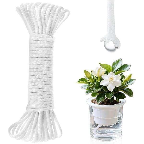 【送料無料】セルフ 水やり 水やり当番 自動給水綿ロープ 毛細管 芯 コード 旅行中の水やり 4mm直径/長さ18m 休暇 植物 シッター 留守中水やり 毛細管水遣り 自動散水コード 観葉植物 園芸用 鉢植え 植木鉢 観葉植物用 ガーデニング 水耕栽