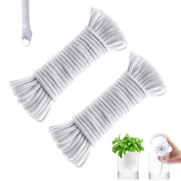 【送料無料】2点セット 水やり当番 自動水遣り綿ロープ 自動散水コード 水耕栽培ウィッキング 出張 旅行 外出 園芸用 鉢植え 植木鉢 観葉植物用 ガーデニング 水耕栽培 野菜に適用 取り付け簡単（ホワイト）