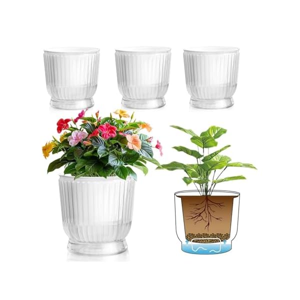 【送料無料】16CM 給水プランター 植木鉢 プラスチック 4個セット 観葉植物 鉢 おしゃれ 底面給水鉢 給水紐付き 室外 室内 鉢植え ハーブ 花栽培