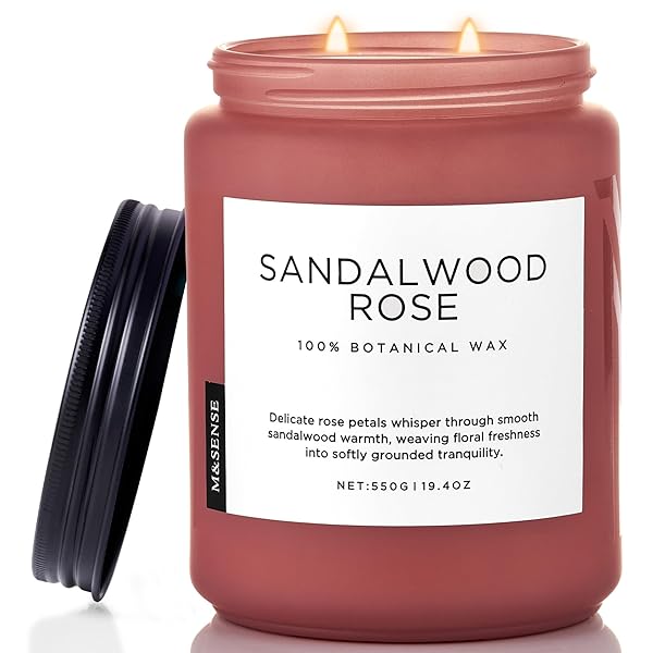 【送料無料】アロマキャンドル 人気 大型 550g 110時間 2本の芯 サンダルウッド ・ローズ の香り おしゃれ ソイキャンドル ジャーキャンドル 癒しグッズ ホワイトデー バレンタイン 母の日 ギフト 女性向け プレゼント